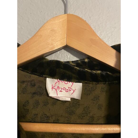 VTG Roody Kazoody Women Tunic One Size Green Animal Print Velvet Grunge 90s FLAW - Picture 2 of 10